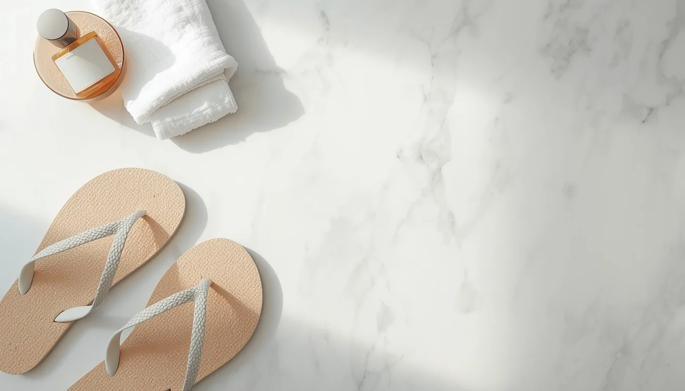Claquettes de douche et serviette pour prévenir le pied d'athlète